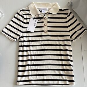 Bailey 44 Ivory and Black Striped Polo